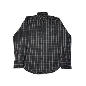 RVCA Mens Plaid Button Up‎ Long Sleeve Shirt Brown Gray White Large